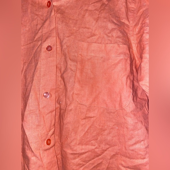 Liz Baker Linen Blend Roll Tab Sleeve Top Beach Vacay Women M Summer Travel‎ - Picture 6 of 8